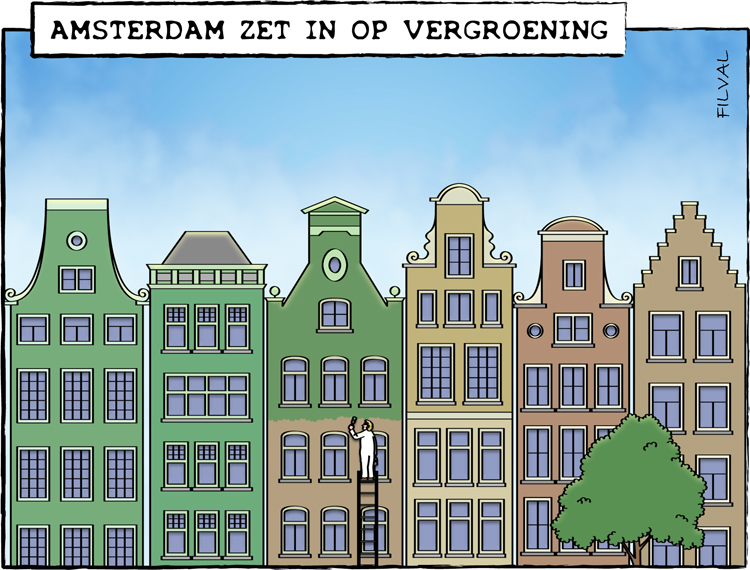 Cartoon vergroening Amsterdam